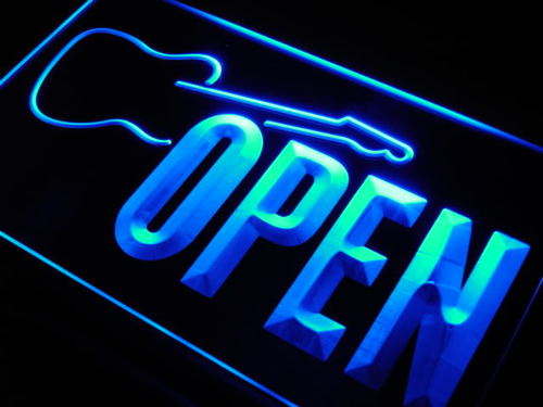 OPEN Guitars Band Rock n Roll Neon Light Sign